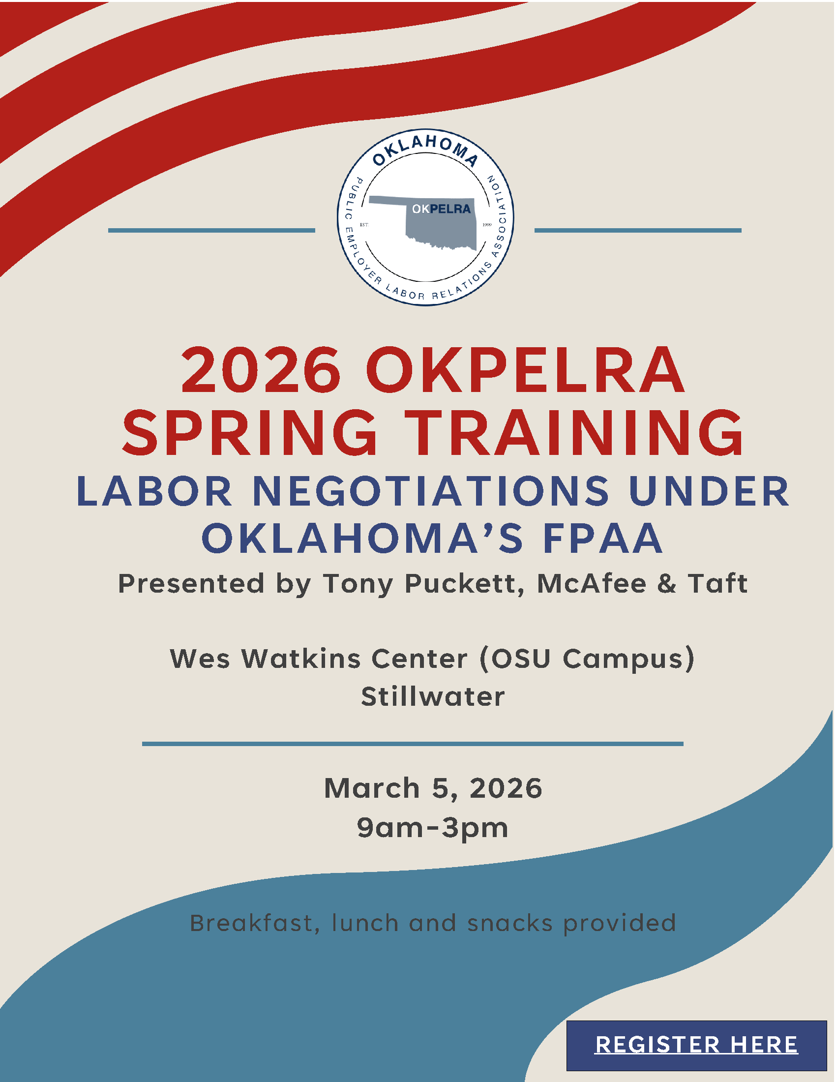 2026 OKPELRA SPRING TRAINING REGISTRATION FLYER